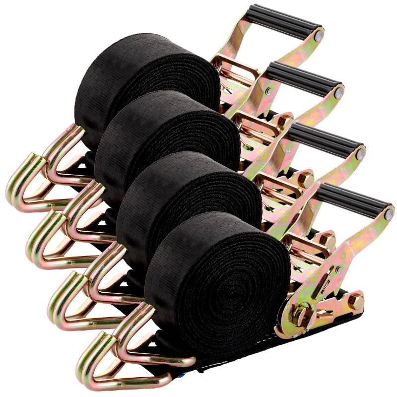 DAJAVE 4 Stück Spanngurte mit Ratsche in 6m Ratschengurte 800KG Spanngurte 6m, Zurrgurte mit Ratsche - Ratschen Set - Spanngurt Schwarz 6m, Zurrgurte wetterfest & robust von DAJAVE