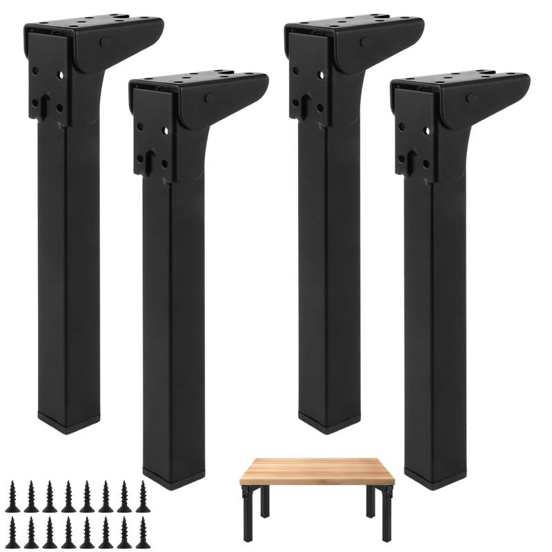 DAJAVE 4 Stück Tischbeine Klappbar, 25cm Tischbein Klappbar, Faltbare Tischbeine, Metall Schreibtischbeine, Klappbare Möbelbeine für Schreibtisch Esstisch, Couchtisch, Tisch von DAJAVE