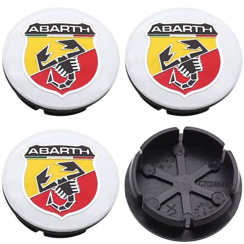 4 Stück Nabendeckel für Abarth Punto Evo (199) 2010-2013, Felgendeckel Radkappen Wasserdicht Staubdicht Radzierblende Radnaben Abzeichenaufkleber,G-60MM von DALINGFA