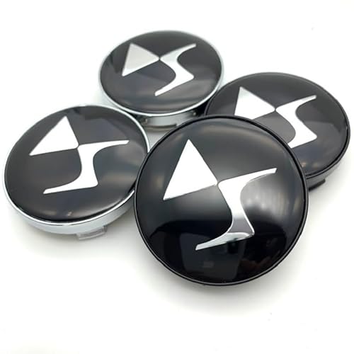 4 Stück Nabendeckel für DS DS3 DS4 DS5 DS6 DS7 DS9 60mm, Felgendeckel Radkappen Wasserdicht Staubdicht Radzierblende Radnaben Abzeichenaufkleber,Silver Base von DALINGFA
