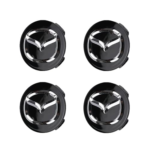 4 Stück Nabendeckel für Mazda RX8 CX6 MX5 CX-9 Ateza 60mm, Felgendeckel Radkappen Wasserdicht Staubdicht Radzierblende Radnaben Abzeichenaufkleber,Bla-ck von DALINGFA