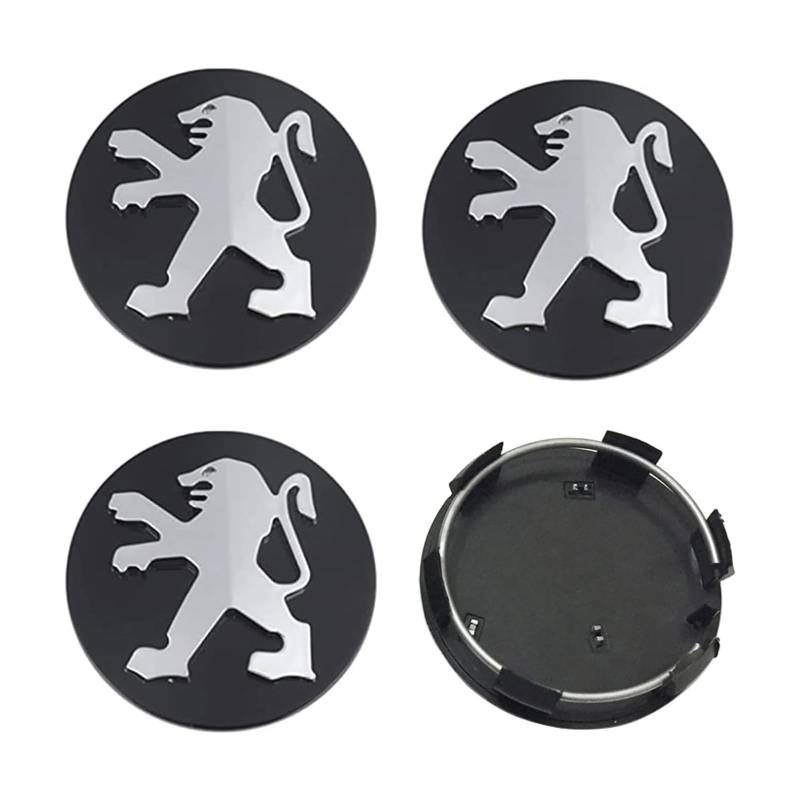 4 Stück Nabendeckel für Peugeot 60mm, Felgendeckel Radkappen Wasserdicht Staubdicht Radzierblende Radnaben Abzeichenaufkleber von DALINGFA