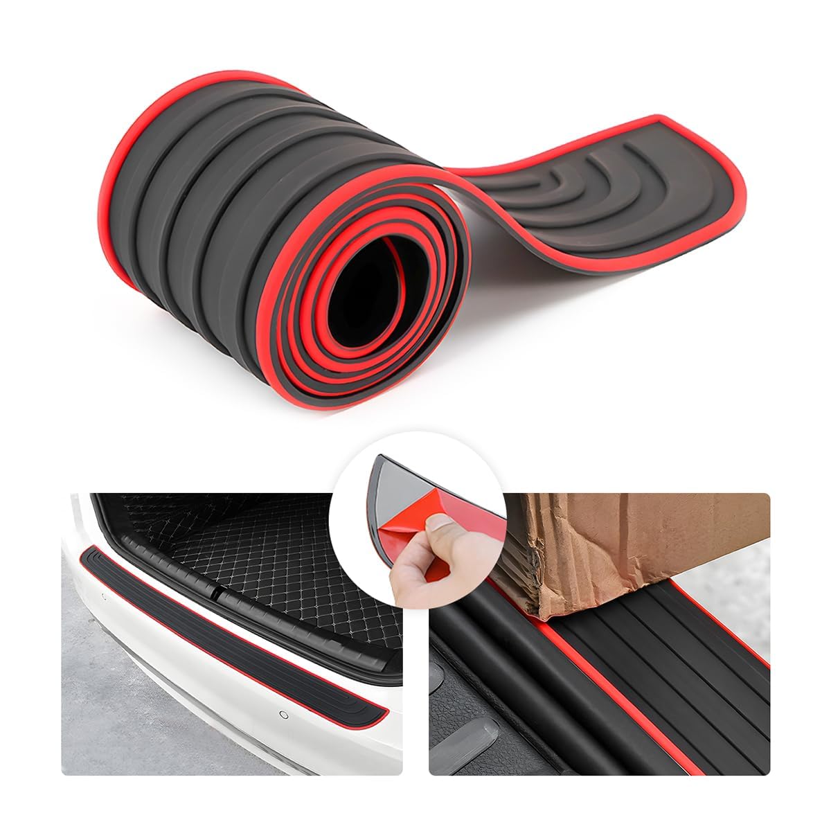 Stoßstangenschutz aus Gummi für Volvo XC40 2019-2022 2023 2024, Selbstklebender Heckstoßstangenschutz Auto Einstiegsleisten Kantenschutz Aufkleber,Black and Red-104cm*9cm Stoßstangenschutz aus Gummi für Volvo XC40 2019-2022 2023 2024, Selbstklebender Heckstoßstangenschutz Auto Einstiegsleisten Kantenschutz Aufkleber,Black and Red-104cm*9cm von DALINGFA