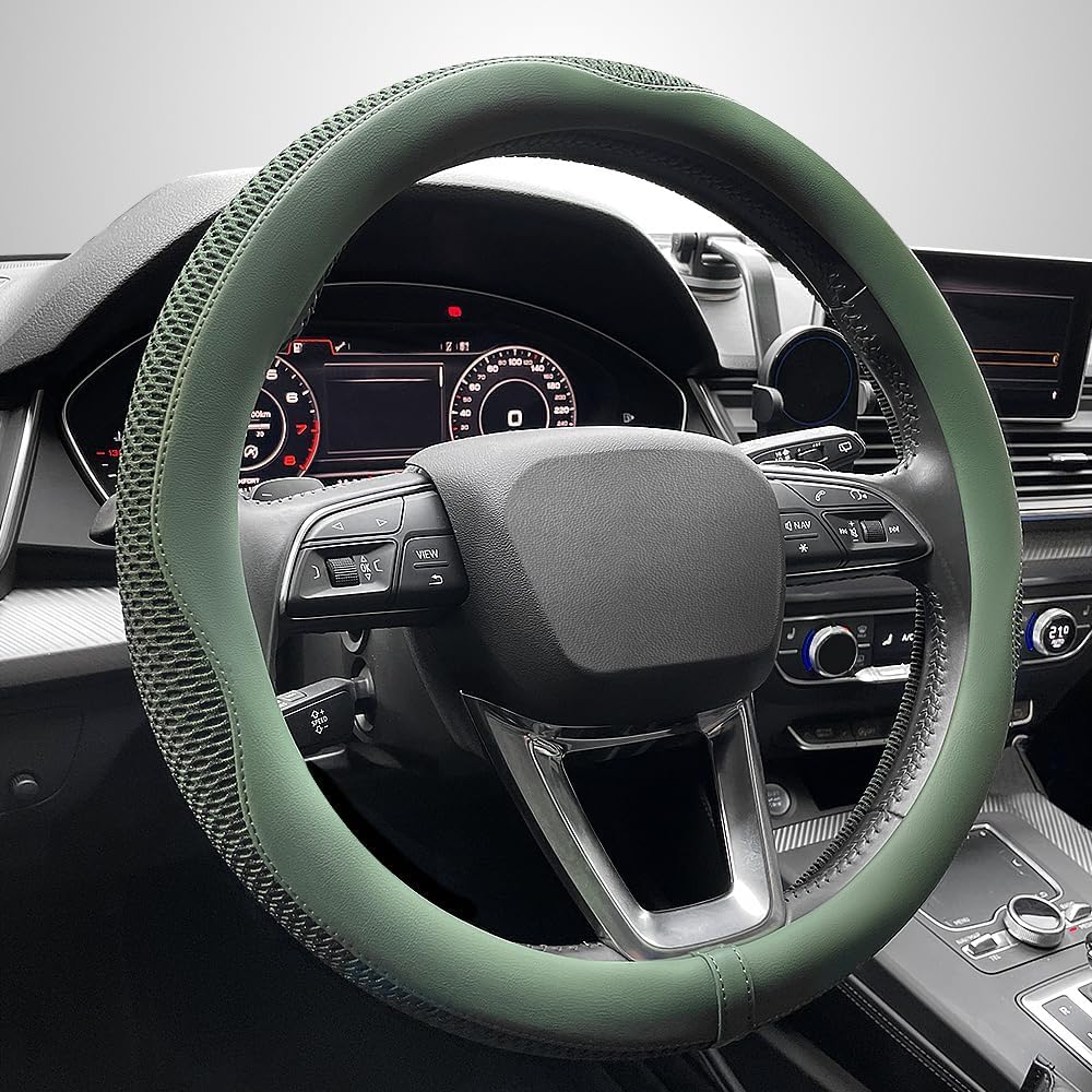 DALIUZEHUI Lenkradbezug für Dacia Sandero Stepway 3rd GEN 2nd, Lenkradabdeckung Auto Leder Lenkradbezug rutschfest Steering Wheel Zubehör,Green DALIUZEHUI Lenkradbezug für Dacia Sandero Stepway 3rd GEN 2nd, Lenkradabdeckung Auto Leder Lenkradbezug rutschfest Steering Wheel Zubehör,Green von DALIUZEHUI