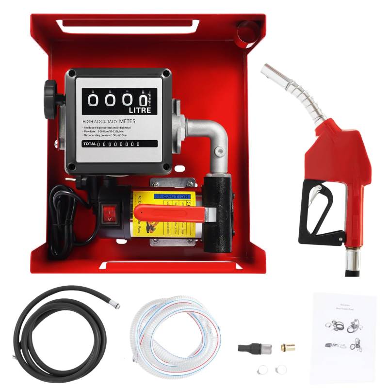 DAOHHFO Upgrade Dieselpumpe 230V Selbstansaugend Kraftstoffpumpe 200W Heizölpumpe, 50L/min Professionelle Ölabsaugpumpe mit Automatik Ölpistole, Zählwerk ＆ 4+2m Schlauch von DAOHHFO