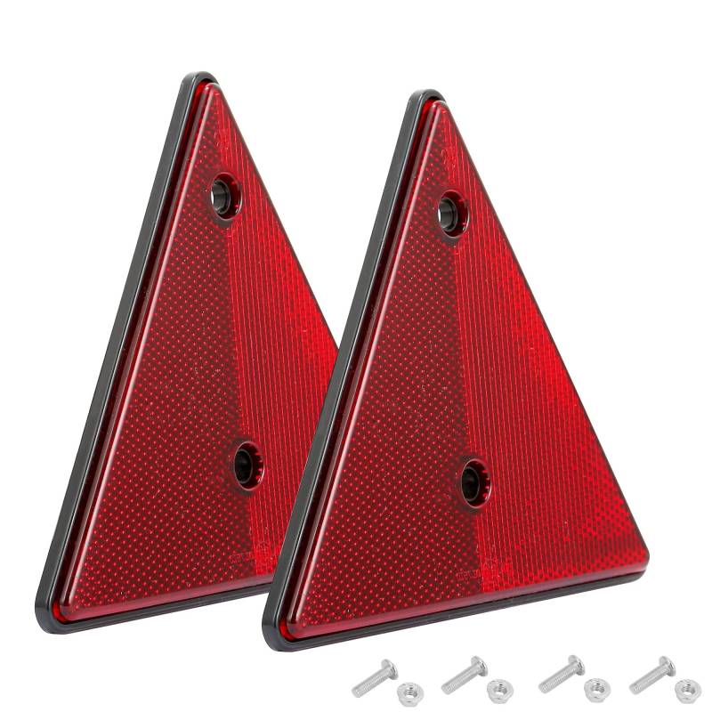 DARKGUARD 2xAnhänger Reflektor Dreiecke Rot Anschrauben 150x10x132mm geprüft,Dreieck Anhänger Katzenauge Rückstrahler Hintere Reflektoren für Anhänger Traktor Wohnwagen (Dreiecke-Anschrauben-2pcs) von DARKGUARD
