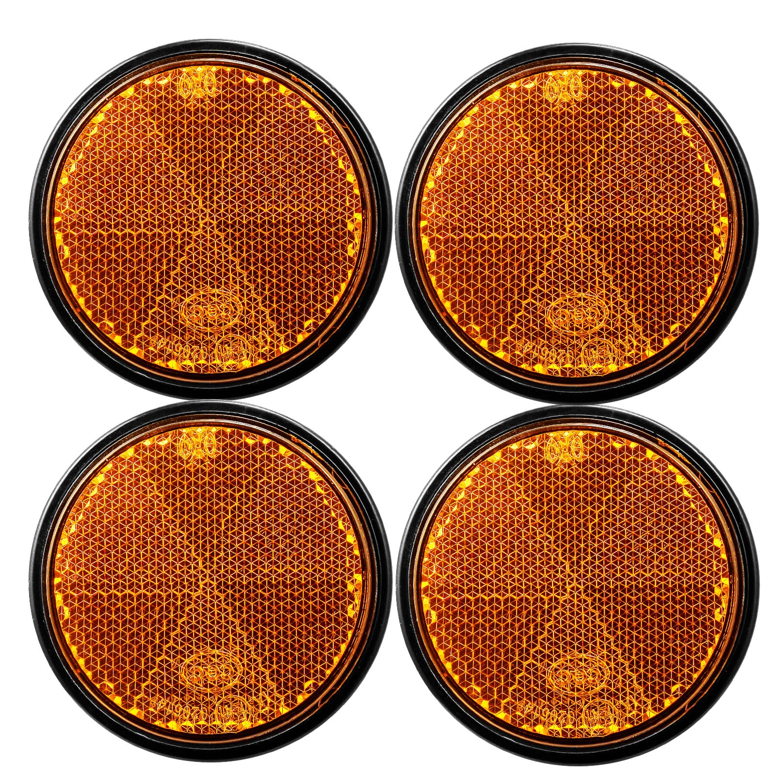 DARKGUARD 4xAnhänge Runde Reflektoren Orange Ankleben Selbstklebend Ø60 mm E9-Prüfzeicen, Anhänger Rund Katzenauge Reflektoren Selbstklebend für KFZ Traktor Wohnwagen RV (Orange-Runde-Ankleben-4Stück) DARKGUARD 4xAnhänge Runde Reflektoren Orange Ankleben Selbstklebend Ø60 mm E9-Prüfzeicen, Anhänger Rund Katzenauge Reflektoren Selbstklebend für KFZ Traktor Wohnwagen RV (Orange-Runde-Ankleben-4Stück) von DARKGUARD