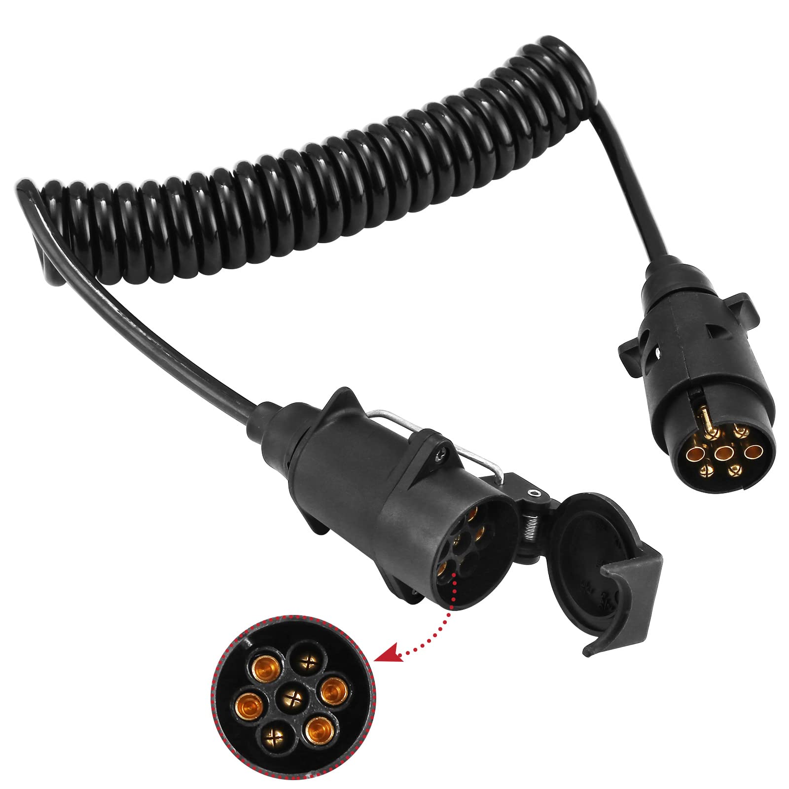 DARKGUARD Anhänger Verlängerungskabel 12V 2.5M 7 poliges Vorverkabelt Spiralkabel Anhängerkabel mit Anhänger Stecker Steckdose fürFahrrad LKW Traktor DARKGUARD Anhänger Verlängerungskabel 12V 2.5M 7 poliges Vorverkabelt Spiralkabel Anhängerkabel mit Anhänger Stecker Steckdose fürFahrrad LKW Traktor von DARKGUARD