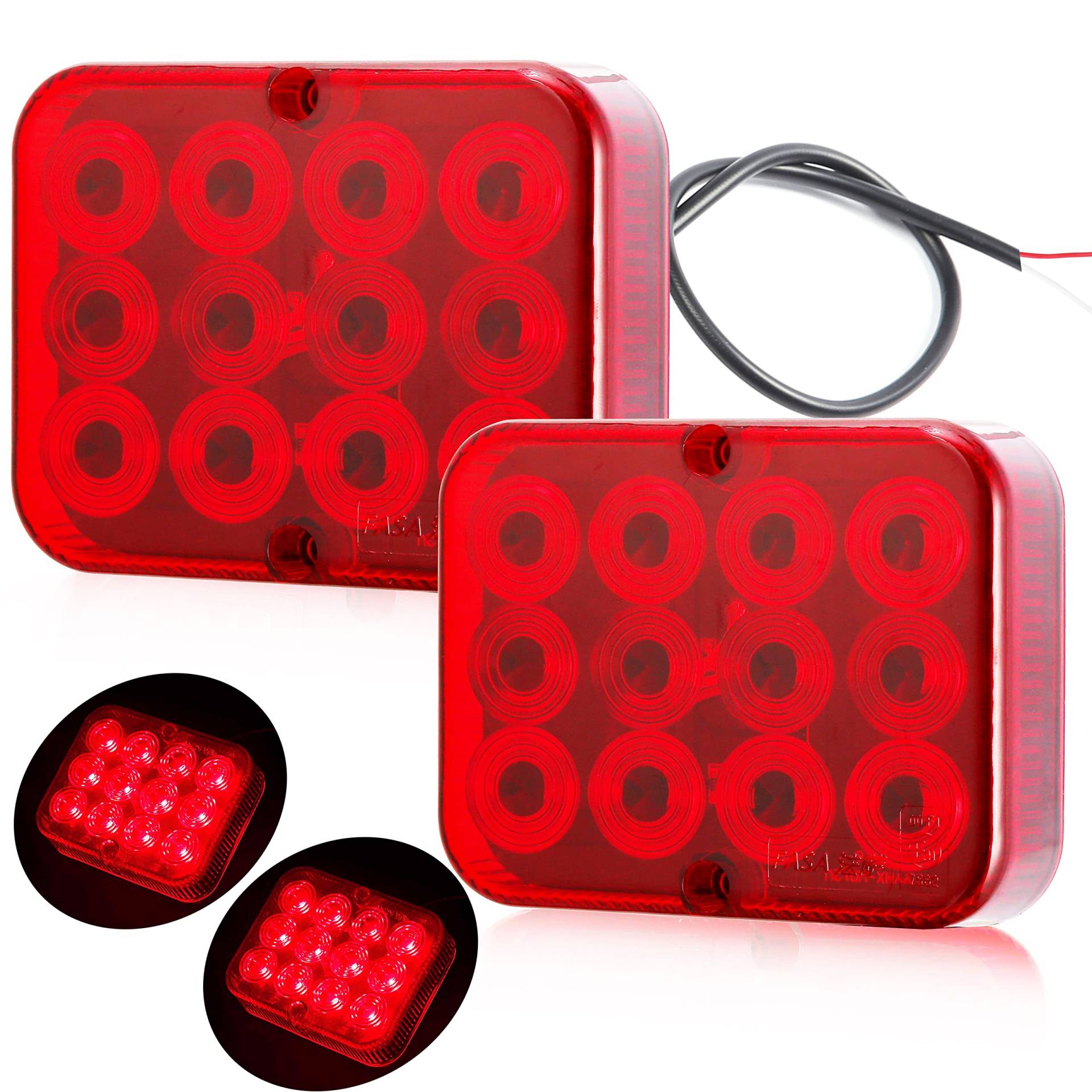 DARKGUARD LED Rot Nebelschluß-Leuchte Beleuchtung Anhänger 2pcs 12v mit E Prüfzeichen,KFZ Nebel Lampe Nebelleuchte LED Rückleuchten Anhänger Heckleuchten Wasserdicht für Wohnwagen LKW von DARKGUARD