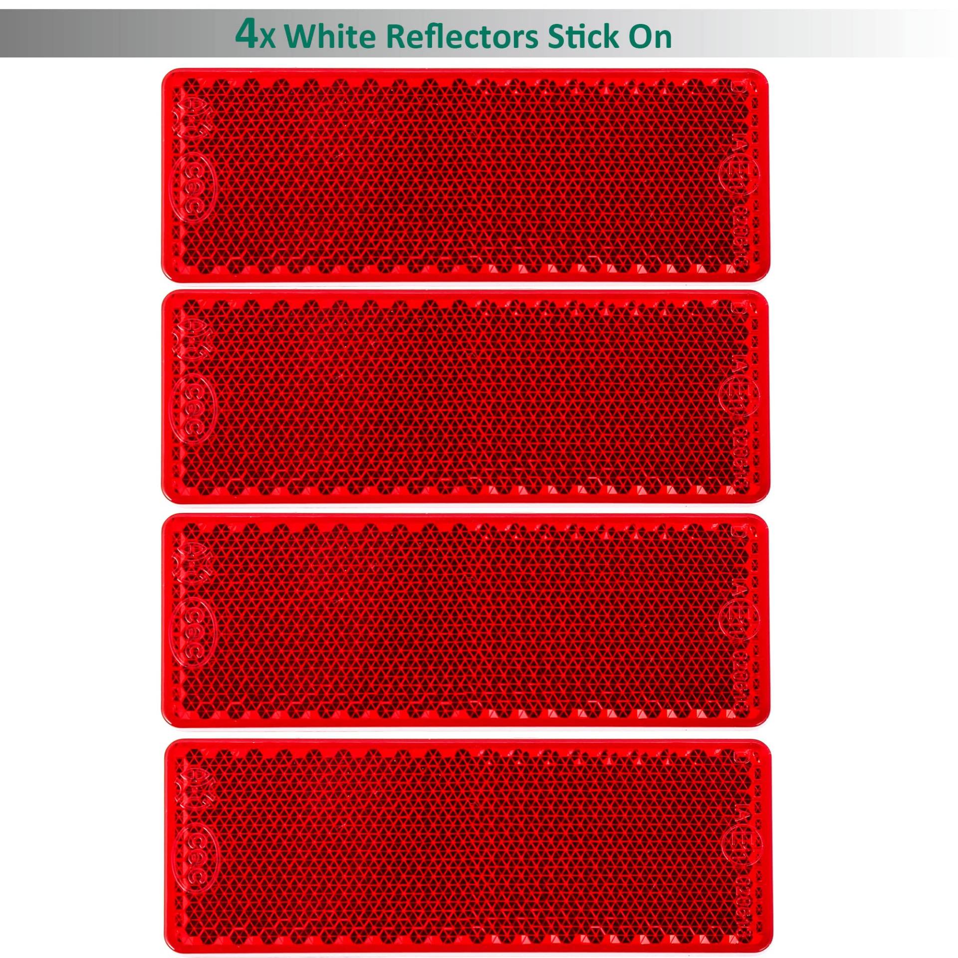 DARKGUARD Rechteckige Reflektoren Selbstklebend,Rot Rear Eckige Reflektor AnklebenRückstrahler für Traktor Streuscheibe Anhänger Katzenauge,E11-Prüfzeichen,85x30x10mm (Rot- Eckige-Ankleben-4Stück) DARKGUARD Rechteckige Reflektoren Selbstklebend,Rot Rear Eckige Reflektor AnklebenRückstrahler für Traktor Streuscheibe Anhänger Katzenauge,E11-Prüfzeichen,85x30x10mm (Rot- Eckige-Ankleben-4Stück) von DARKGUARD