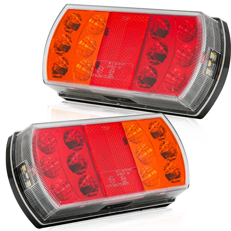 DARKGUARD Rückleuchten Anhänger Led 12/24V,mit E Prüfzeichen,4Funktionen 2pcs Rücklicht Anhängerbeleuchtung Led,E-Mark Rücklichter Heckleuchten Anhänger led PKW Wohnwagen Wasserdicht von DARKGUARD