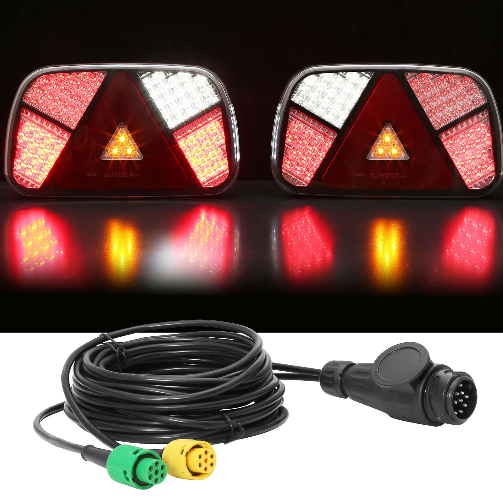 DARKGUARD Rückleuchten Anhänger Satz LED 12/24v,Rücklicht Heckleuchten Anhänger PKW Wohnwagen Verkabelt mit 13poligem Stecker|4m Kabel|2x 6poliger Bajonettverbindung| E-Mark|7Funktion|Wasserdicht DARKGUARD Rückleuchten Anhänger Satz LED 12/24v,Rücklicht Heckleuchten Anhänger PKW Wohnwagen Verkabelt mit 13poligem Stecker|4m Kabel|2x 6poliger Bajonettverbindung| E-Mark|7Funktion|Wasserdicht von DARKGUARD