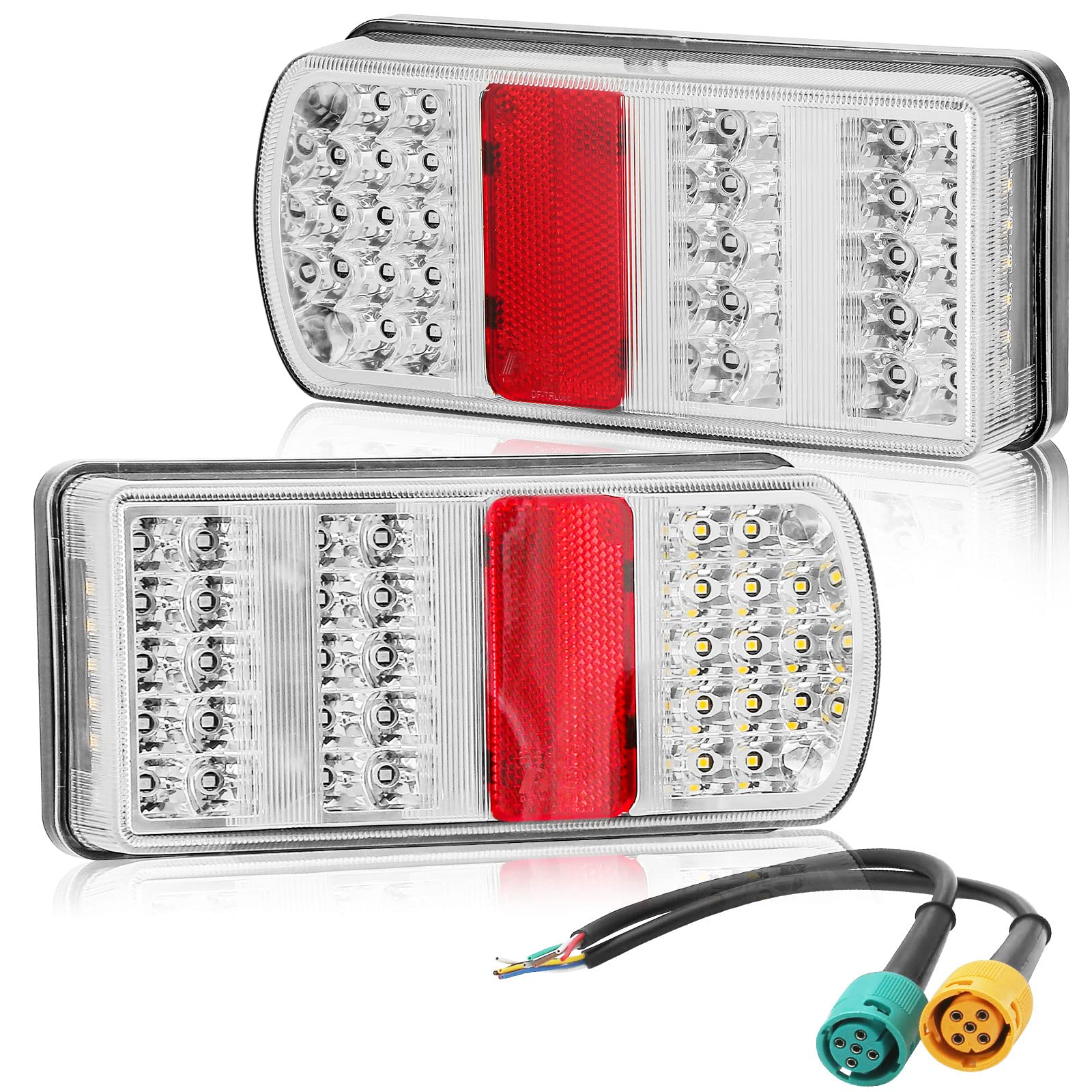 DARKGUARD Rückleuchten Anhänger Satz Led 12v,Wasserdicht 2pcs Rücklicht Heckleuchten Anhänger Led mit Nebelscheinwerfer Rückfahrscheinwerfer mit 2x 5poliger Bajonettverbindung E4 Prüfzeichen 7Funktion DARKGUARD Rückleuchten Anhänger Satz Led 12v,Wasserdicht 2pcs Rücklicht Heckleuchten Anhänger Led mit Nebelscheinwerfer Rückfahrscheinwerfer mit 2x 5poliger Bajonettverbindung E4 Prüfzeichen 7Funktion von DARKGUARD