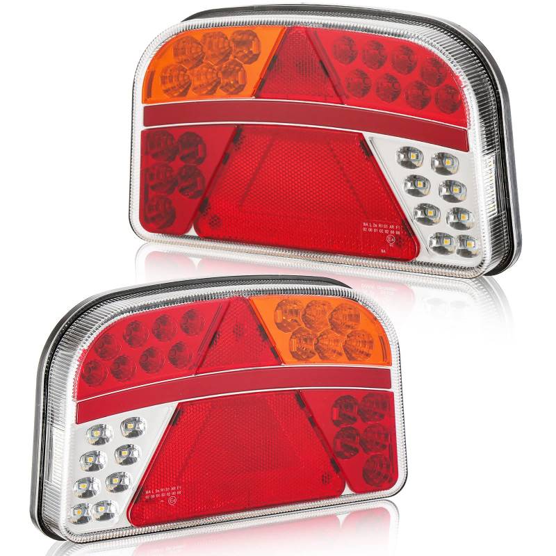 DARKGUARD Rückleuchten Set für Anhänger LED 12/24V, 7 Funktionen, E-Prüfzeichen, Wasserdicht, Heckleuchten für Wohnwagen KFZ PKW von DARKGUARD