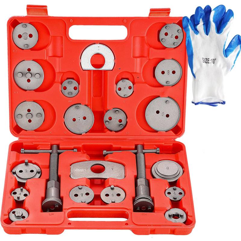 DASBET 24-teiliges Universal-Set für Scheibenbremsen, Kolben, Kompressor, für Autos Universal Bremskolbenrücksteller Set Bremssattel Kolben Wind Zurück Tool Kit von DASBET