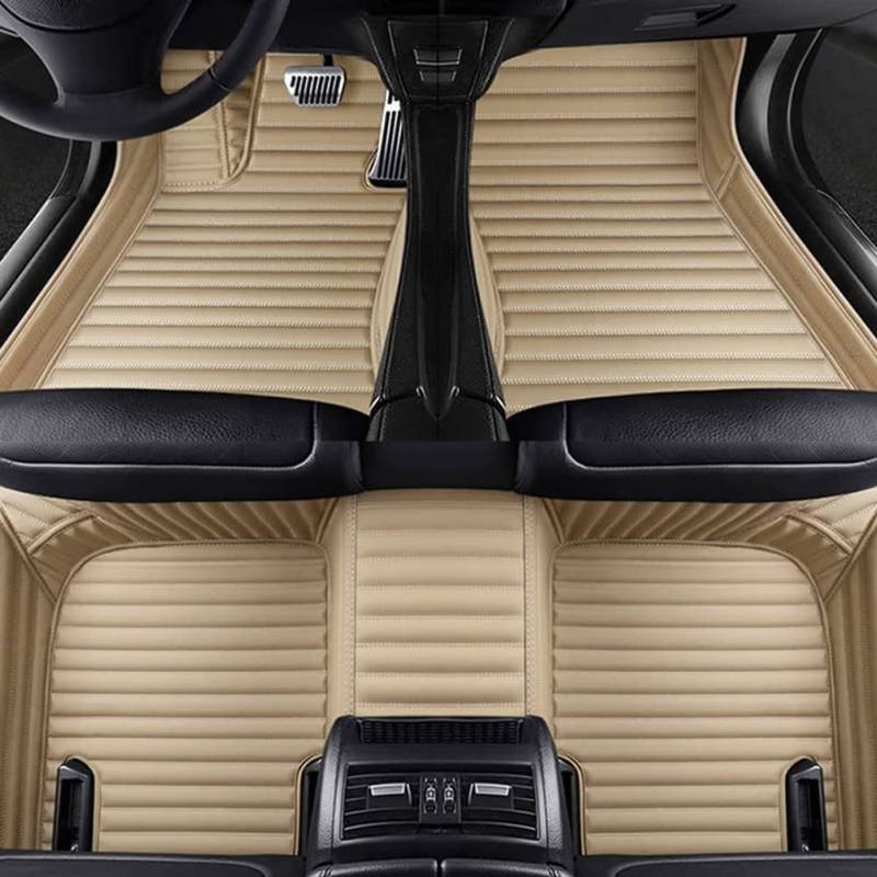 DASTOP Auto FußMatten Leder für Volvo XC90 II 2015-2022(LHD), Custom Fussmatten Set Allwetter Bodenmatten VerschleißFest Teppiche Innenraum ZubehöR,A/Beige von DASTOP