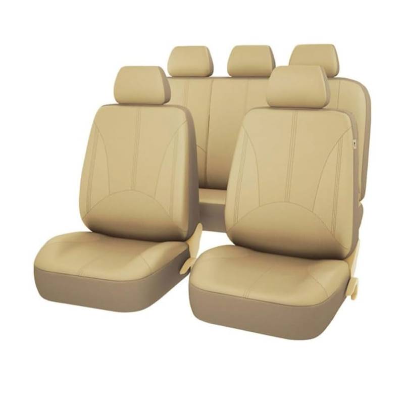 DASTOP Auto Sitzbezüge Set für Suzuki Ignis II MF 2016-2023, PU Leder Autositzbezug Schonbezüge Wasserdicht Atmungsaktiv Sitzschoner Zubehör,G/Beige von DASTOP