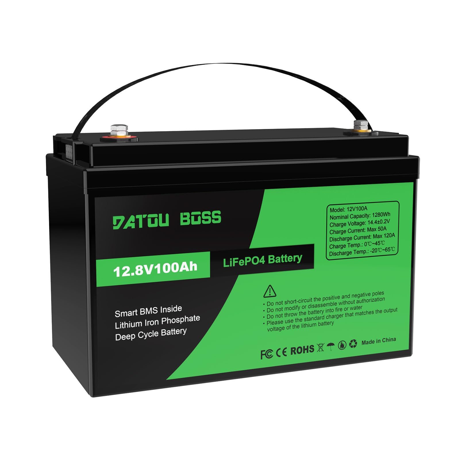 DATOUBOSS 12V 100Ah LiFePO4 Batterie, 1280Wh Lithium Akku mit Verbessertes 100A BMS, 8000-15000 Tiefe Zyklen, Unterstützung in Serie/Parallelschaltung, für Wohnmobil, Solarpanel, Marine, Haushalt DATOUBOSS 12V 100Ah LiFePO4 Batterie, 1280Wh Lithium Akku mit Verbessertes 100A BMS, 8000-15000 Tiefe Zyklen, Unterstützung in Serie/Parallelschaltung, für Wohnmobil, Solarpanel, Marine, Haushalt von DATOUBOSS
