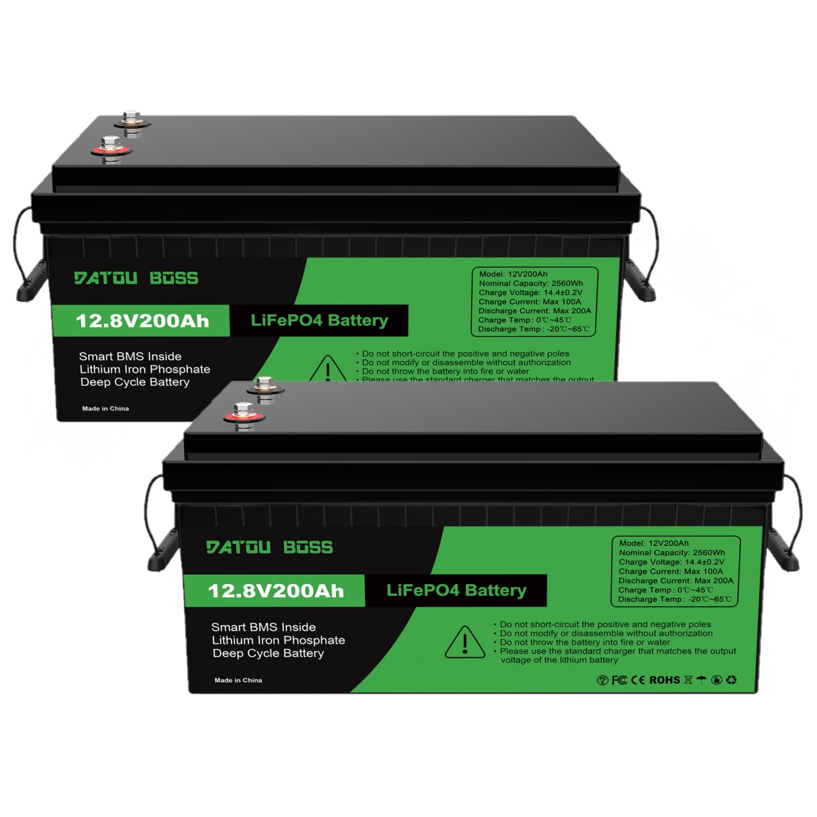 DATOUBOSS 2 * 12V 200Ah LiFePO4 Batterie 200A BMS 4500-15000+Zyklen Deep Cycle Lithium Akku MAX 2560W Leistung Unterstützung in Serie/Parallelschaltung,verwendet für Wohnmobil, Home System und Boot DATOUBOSS 2 * 12V 200Ah LiFePO4 Batterie 200A BMS 4500-15000+Zyklen Deep Cycle Lithium Akku MAX 2560W Leistung Unterstützung in Serie/Parallelschaltung,verwendet für Wohnmobil, Home System und Boot von DATOUBOSS