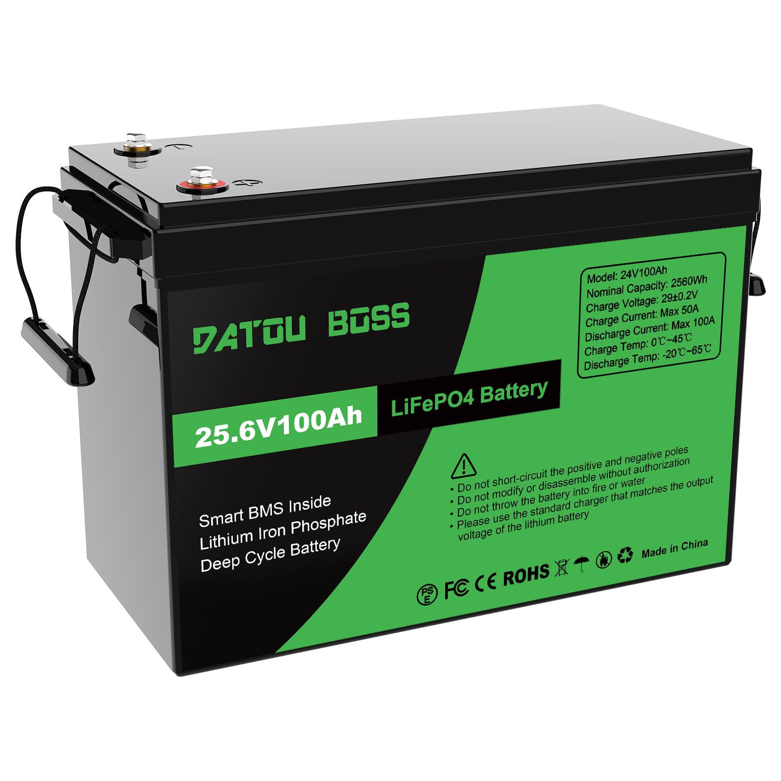 DATOUBOSS 24V 100Ah LiFePO4 Batterie, 2560Wh Lithium Akku mit Verbessertes 100A BMS, Max 15000 Tiefe Zyklen, Unterstützung in Serie/Parallelschaltung, für Wohnmobil, Solarpanel, Marine, Haushalt DATOUBOSS 24V 100Ah LiFePO4 Batterie, 2560Wh Lithium Akku mit Verbessertes 100A BMS, Max 15000 Tiefe Zyklen, Unterstützung in Serie/Parallelschaltung, für Wohnmobil, Solarpanel, Marine, Haushalt von DATOUBOSS