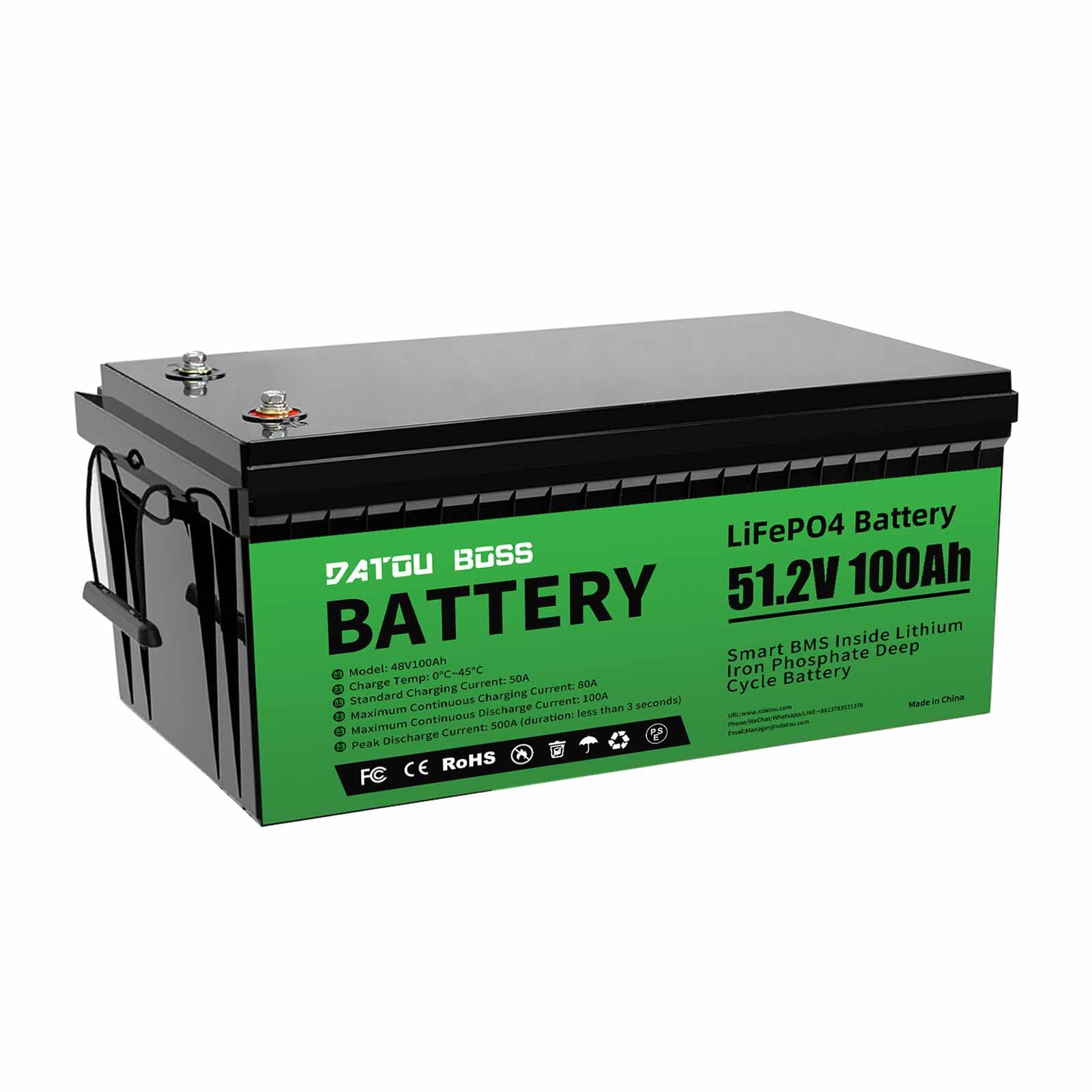 DATOUBOSS 48V 100Ah LiFePO4 Batterie, 5120Wh Lithium Akku mit Verbessertes 100A BMS, Max 10000 Tiefe Zyklen, Unterstützung in Parallelschaltung, für Golfwagen, Wohnmobile, Solaranlage, Camping DATOUBOSS 48V 100Ah LiFePO4 Batterie, 5120Wh Lithium Akku mit Verbessertes 100A BMS, Max 10000 Tiefe Zyklen, Unterstützung in Parallelschaltung, für Golfwagen, Wohnmobile, Solaranlage, Camping von DATOUBOSS