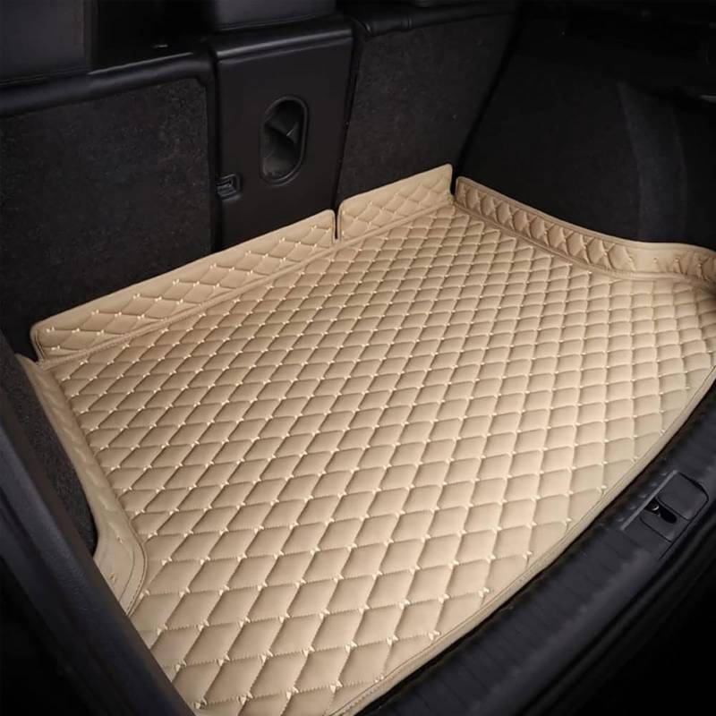 Auto Leder Kofferraummatten für Jaguar F-PACE 2019-2023, Kofferraumwanne Teppich Wasserdicht Kratzfest Cargo Schutzmatte Innenraum ZubehöR,A/Beige von DAWSERF