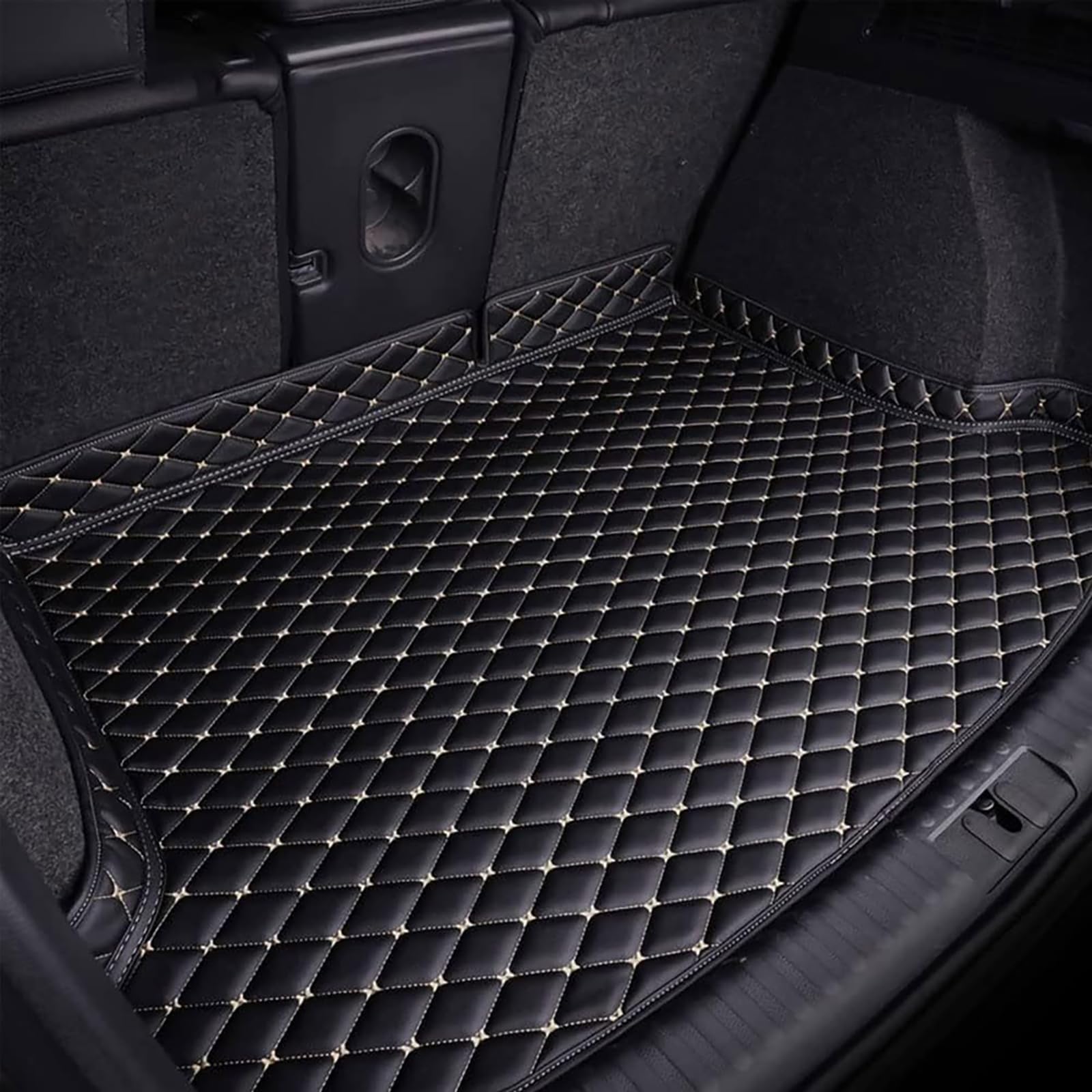 Auto Leder Kofferraummatten für Jaguar F-Type Coupe 2013-2021, Kofferraumwanne Teppich Wasserdicht Kratzfest Cargo Schutzmatte Innenraum ZubehöR,C/Black-Beige Auto Leder Kofferraummatten für Jaguar F-Type Coupe 2013-2021, Kofferraumwanne Teppich Wasserdicht Kratzfest Cargo Schutzmatte Innenraum ZubehöR,C/Black-Beige von DAWSERF