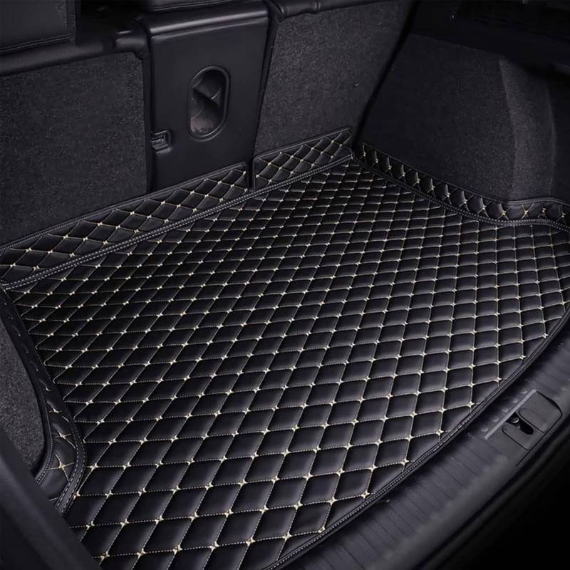 Auto Leder Kofferraummatten für Jaguar F-Type Coupe 2013-2021, Kofferraumwanne Teppich Wasserdicht Kratzfest Cargo Schutzmatte Innenraum ZubehöR,C/Black-Beige von DAWSERF