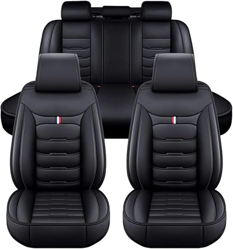 DAYKET Auto Sitzbezüge Set für Ford Ranger Wildtrak (2016-2023), Custom wasserdichte Autositzschoner aus Leder Auto Zubehör,A/All-Black von DAYKET