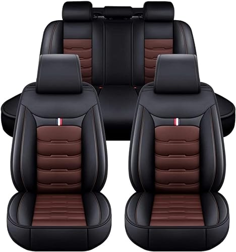 DAYKET Auto Sitzbezüge Set für Ford Ranger Wildtrak (2016-2023), Custom wasserdichte Autositzschoner aus Leder Auto Zubehör,D/Black-Coffee von DAYKET