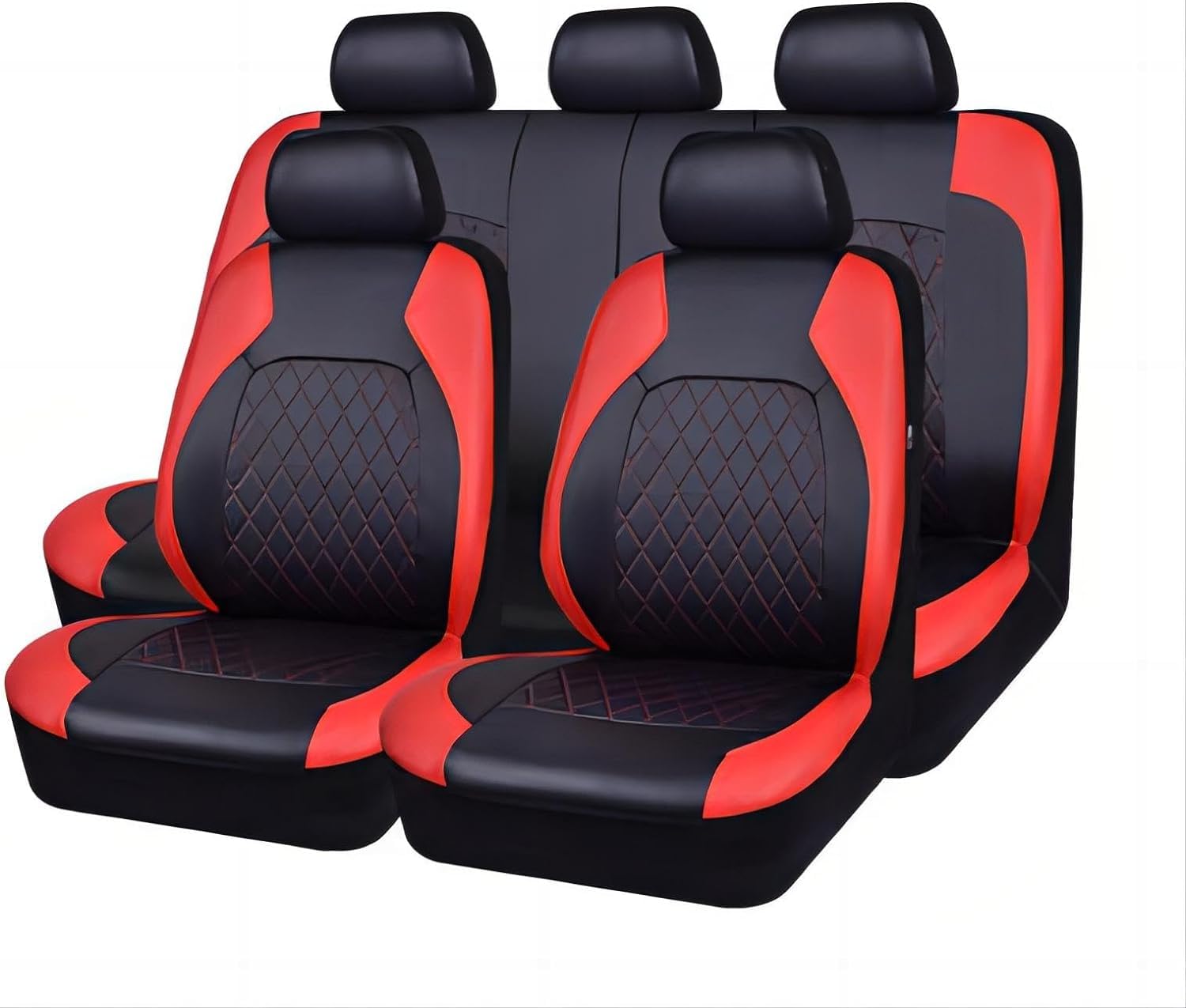 DAYKET Auto-Sitzbezug für Mazda 6 (2002-2007), 9-teiliges Set Sitzbezug Komplett-Set, wasserdichte Autositzschoner Leder,Red von DAYKET
