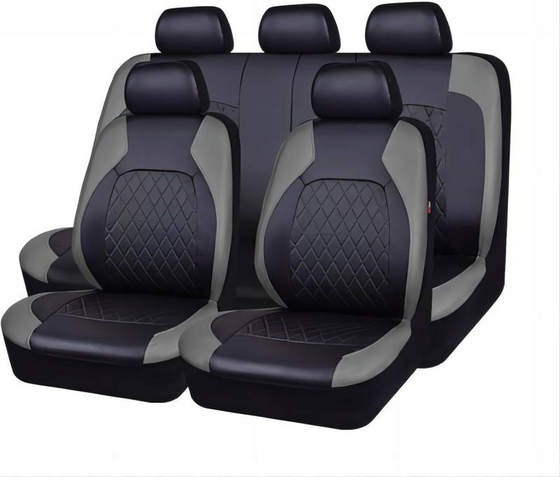 DAYKET Auto-Sitzbezug für Skoda Roomster (2012-2014), 9-teiliges Set Sitzbezug Komplett-Set, wasserdichte Autositzschoner Leder,Grey von DAYKET