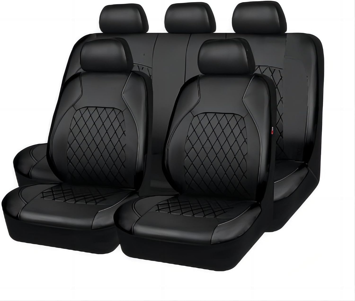 DAYKET Auto-Sitzbezug für Toyota Landcruiser (2017-2018), 9-teiliges Set Sitzbezug Komplett-Set, wasserdichte Autositzschoner Leder,Black von DAYKET