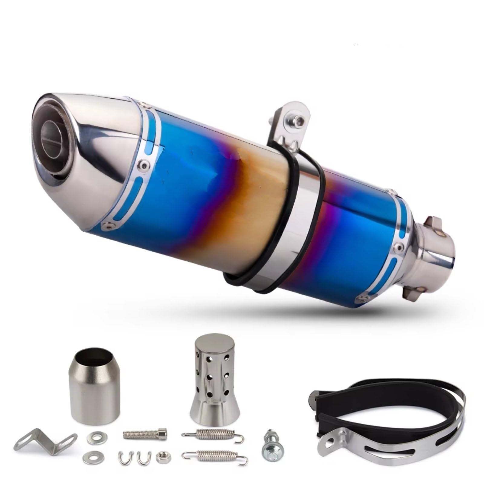 DAYOTIE Kompatibel Mit MT03-Motorradauspuffrohr. Universal-51-mm-Motorradauspuffschalldämpfer. Modifizieren Sie Den Kleinen Schalldämpfer Mit Vier Ecken. Motorrad Mittelrohr(B) von DAYOTIE