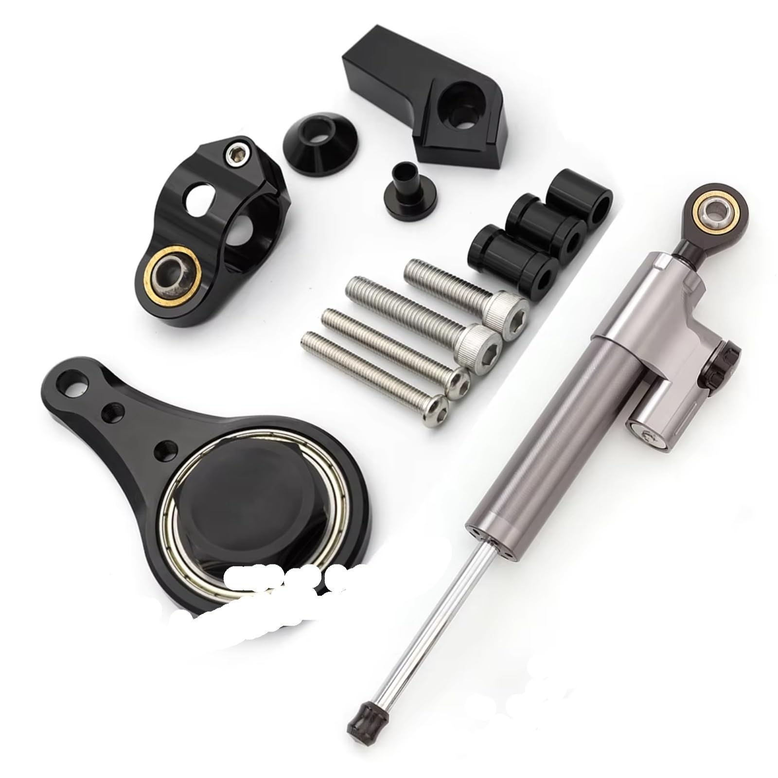 DAYOTIE Lenkungsdämpfer Kompatibel Mit Ninja 600 Für ZX636 Für ZX6R 2005–2006 Motorräder Lenkung Stabilisieren Dämpfer Halterung Unterstützung Mount Kit Universal(Gray) von DAYOTIE