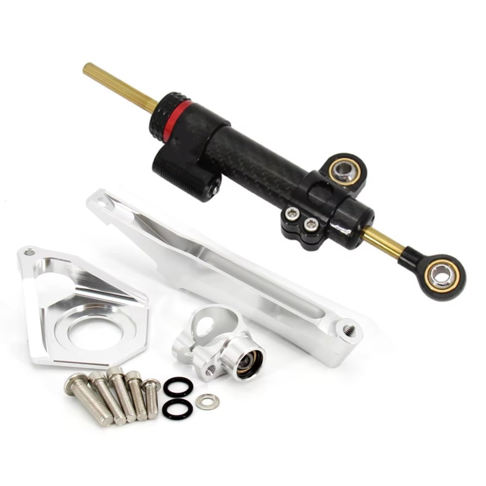 DAYOTIE Lenkungsdämpfer Kompatibel Mit Yamaha Für YZF600 2003 2004 2005 Motorräder Lenkung Stabilisieren Dämpfer Einstellbare Kit Montage Linear Stoßdämpfer Teile(Black-Silver) von DAYOTIE