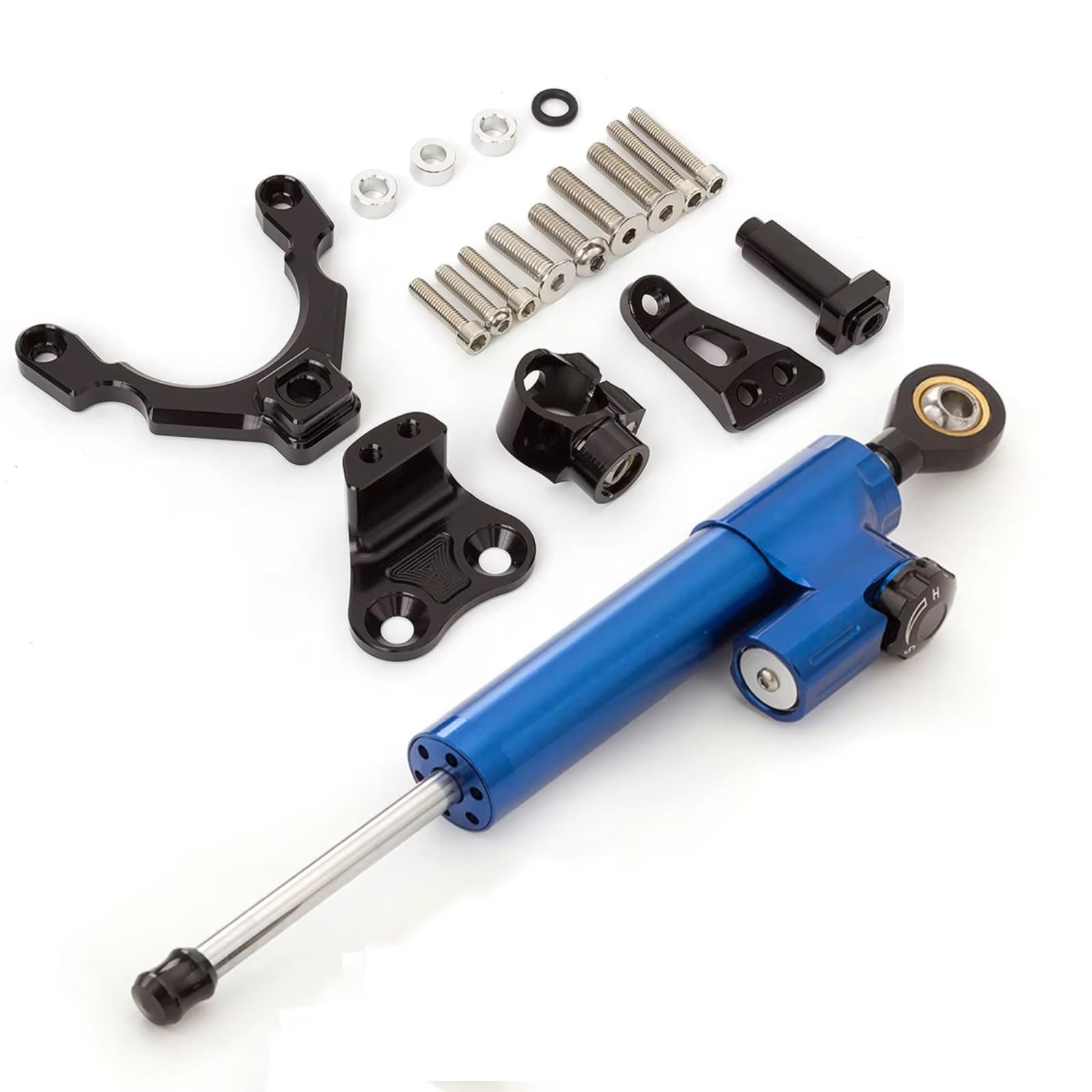 DAYOTIE Lenkungsdämpfer Kompatibel Mit Z900 2017 2018 2019 2020 2021 2022 2023 Motorradstabilisator Lenkungsdämpfer Linearer Stoßdämpfer Einstellbares Zubehör(Black-Blue) von DAYOTIE