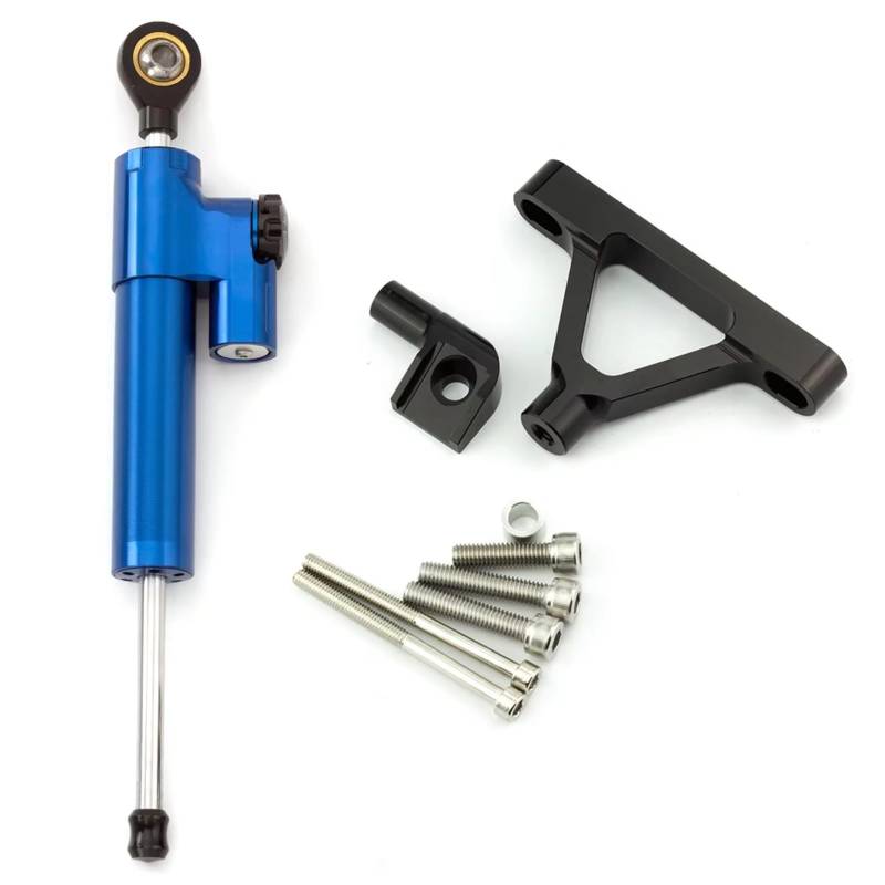 DAYOTIE Lenkungsdämpfer Kompatibel Mit ZX10R 2004 2005 Motorrad Lenkungsdämpfer Stabilisator Unterstützung Einstellbare Halterung Montage Universalteile(Blue) von DAYOTIE