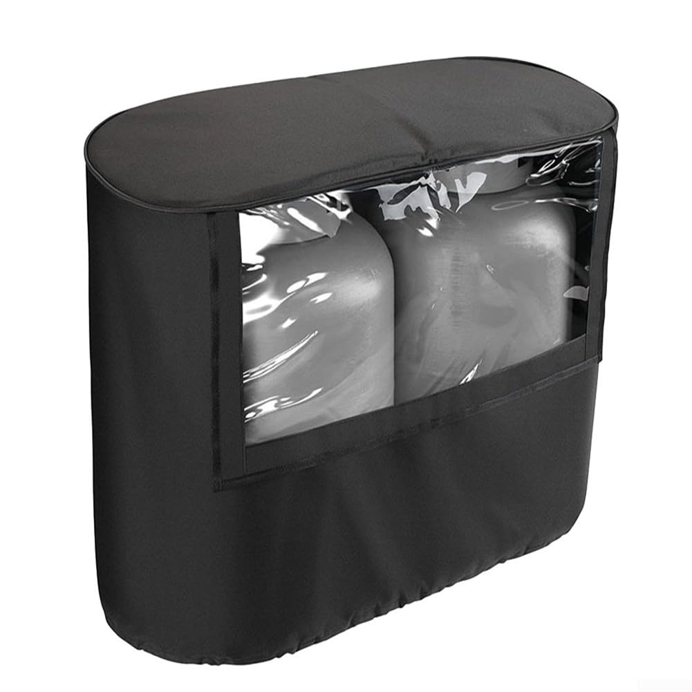 DAZZLEEX Propan-Tankabdeckung für Wohnmobil-Anhänger, 600D-Oxford-Gewebe, visuelle TÜV-Abdeckung für Doppeltanks mit 9 kg / 13,6 kg (13,6 kg) von DAZZLEEX