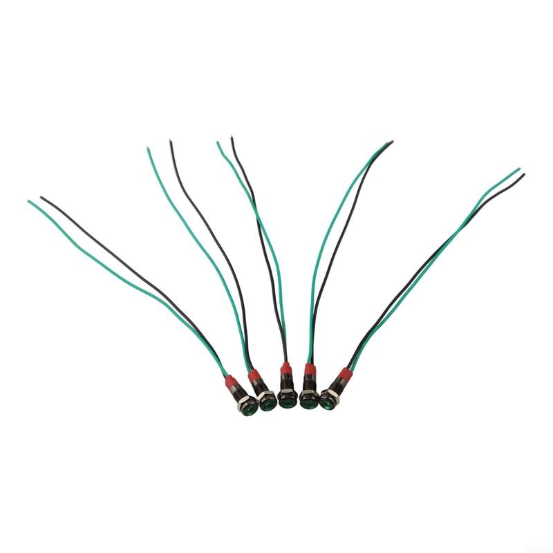 LED-Kontrollleuchte für Armaturenbrett und ferngesteuerte Autos, 6 mm, Metallgehäuse, Grün, 5 Stück von DAZZLEEX