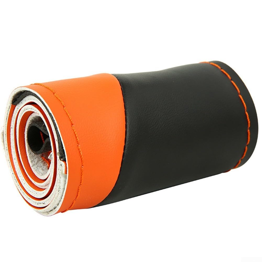 Verbessern Sie Ihr altes Lenkrad mit einem Mikrofaser-Lederbezug, zum Aufnähen für 38,1 cm große Räder, erhöht den Komfort (Orange) von DAZZLEEX