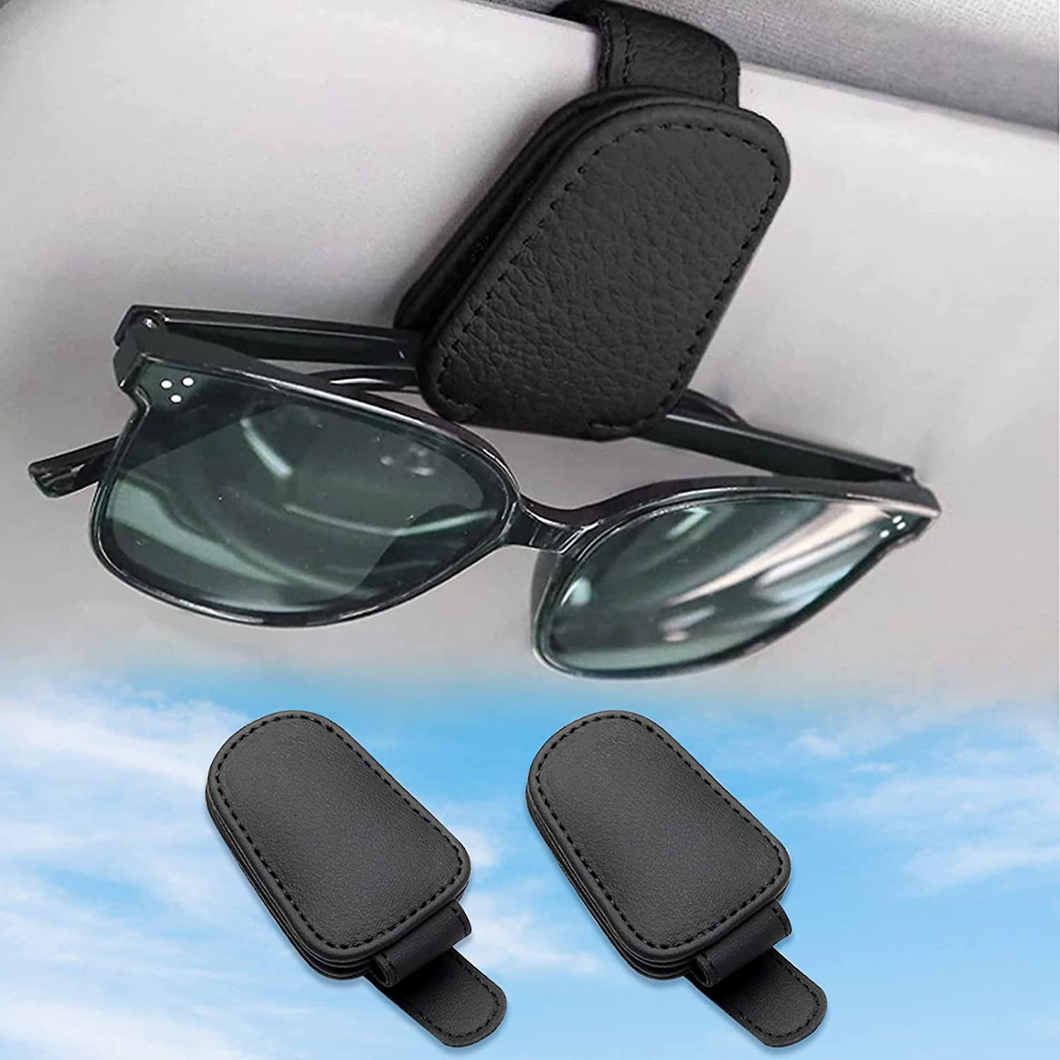 2 Pack Brillenhalter für Auto Sonnenblende,Auto Brillenhalter,Brillenhalter für Auto Sonnenblende,Auto Visier Zubehör,car sunglasses holder,Auto Visier Sonnenbrillenhalter,für Auto Sonnenblende von DAZZTIME