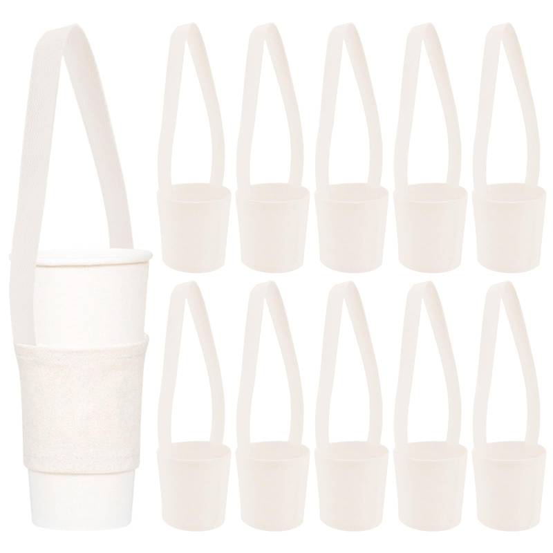 DBAILY Cupholder 10 PCS Getränkehalter Umhängeband Getränkehalter für Kaffeetassen und Flasche umhängen verstellbarem Cup Holder für Thermobecher Kaffee und Trinkflaschen (Weiß) von DBAILY