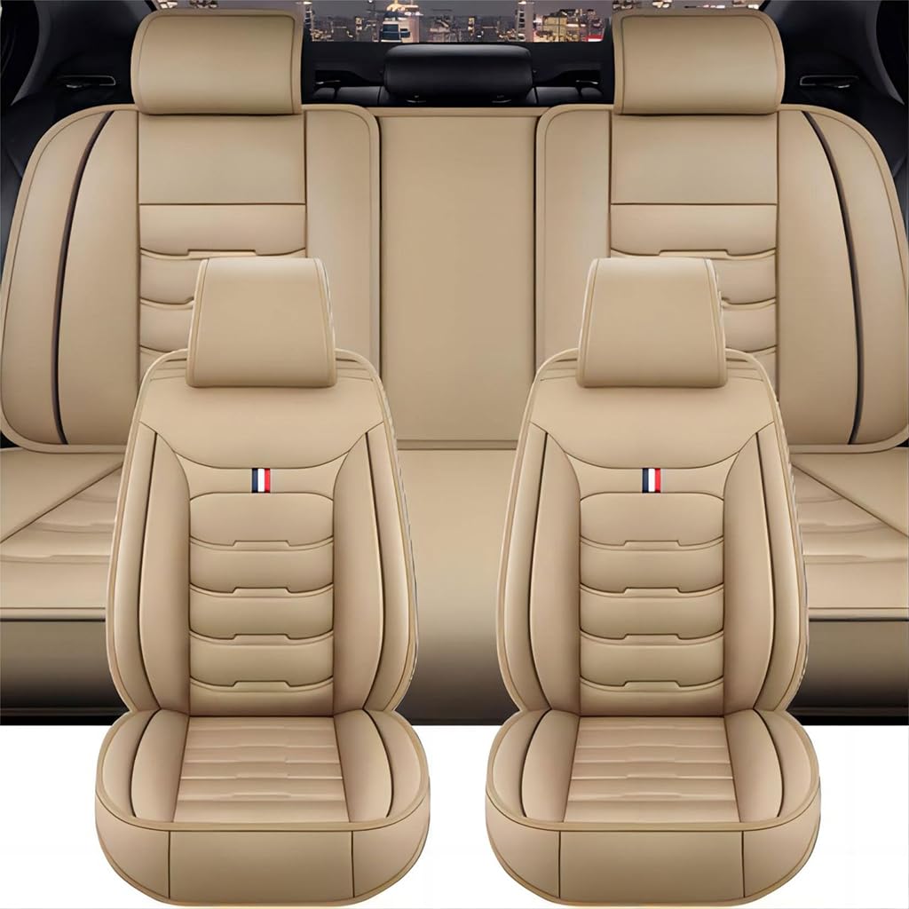 DBCFL Auto Sitzbezüge für Toyota Sequoia (XK60) 2.Gen 2016-2019 2020 2021 2022 2023 2024 2025, Leder Sitzschoner Komplettset Autositzbezüge Wasserdicht Sitzkissenschutz Protektoren Zubehör,E von DBCFL