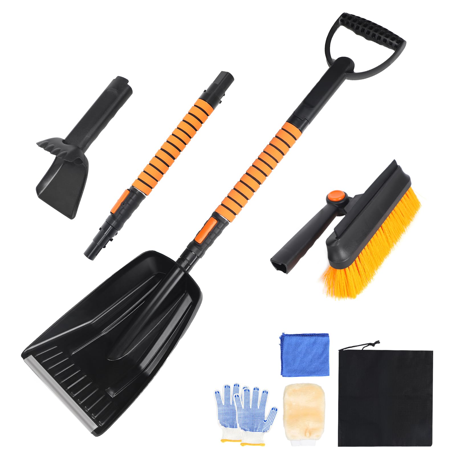 DBREAKS 3 in 1 Auto Eiskratzer, Ausziehbare Schneebürste Schneeschieber, Schneebürste&Schneeschaufel&Enteisungsschaufel, Scheibenkratzer mit Besen, Reinigungsbürste und Schneebürste mit Rakel (Orange) DBREAKS 3 in 1 Auto Eiskratzer, Ausziehbare Schneebürste Schneeschieber, Schneebürste&Schneeschaufel&Enteisungsschaufel, Scheibenkratzer mit Besen, Reinigungsbürste und Schneebürste mit Rakel (Orange) von DBREAKS