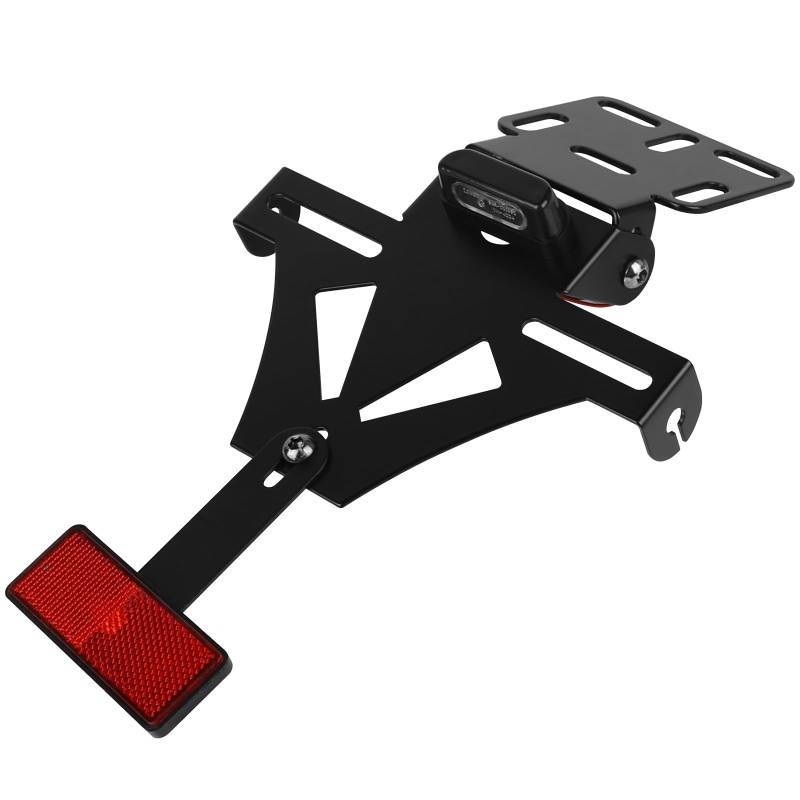 DBREAKS Motorrad Kennzeichenhalter, Einstellbarer Winkel Motorrad Kennzeichenhalterung, mit Kennzeichen Reflektor, Kennzeichenbeleuchtung,Kompatibel mit Den Meisten Gängigen Motorradmodellen von DBREAKS