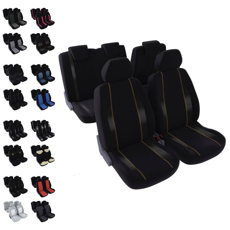 DBS - Autositzbezüge | Schonbezüge - PKW/Auto - 5 Sitze - Schwarz + Orange - Universal - rutschfest - Waschbar, 012883 von DBS