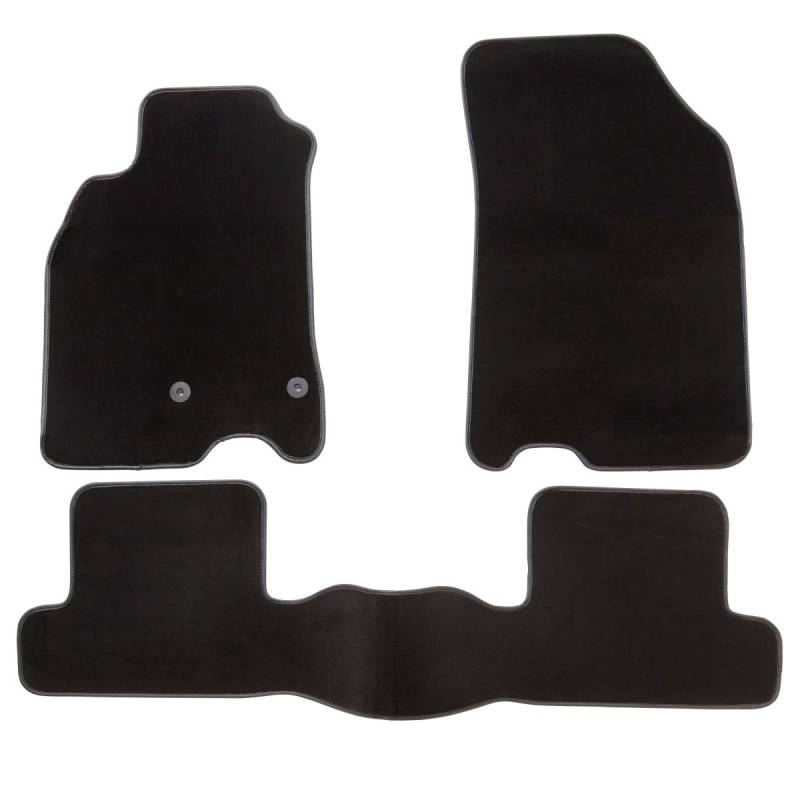 DBS Autofußmatte - nach Maß - 3-teilig - Anti Rutsch - schwarzer Nadelfilz 900g/m² - Velours Fertigung - Sortiment Star - 1763698, Schwarz von DBS