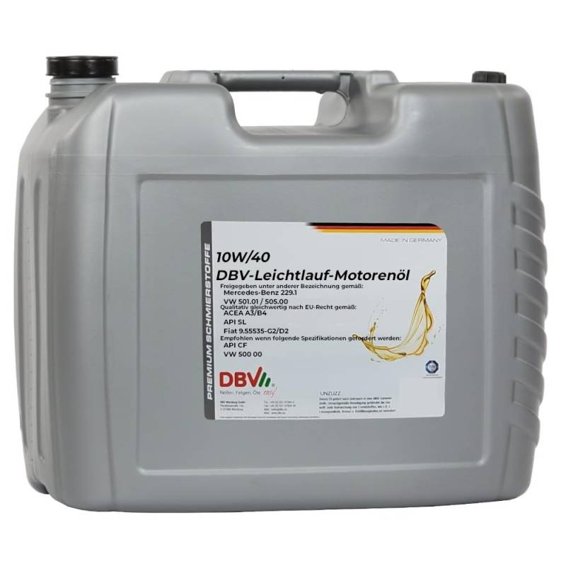 10W/40 DBV-Leichtlauf-Motorenöl (teilsynthetisch) 20-Liter-Kanister von DBV