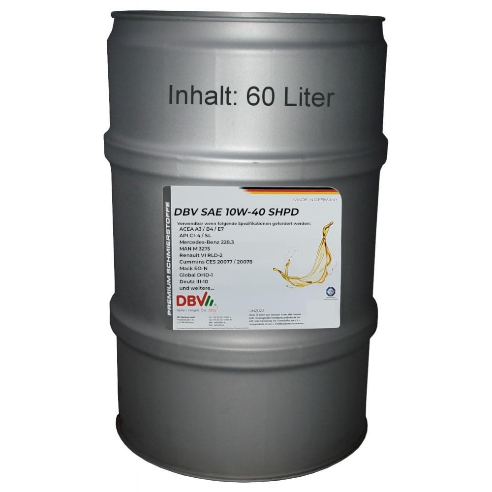 DBV SAE 10W/40 SHPD-Ganzjahresöl (teilsynthetisch) 60-Liter-Fass von DBV